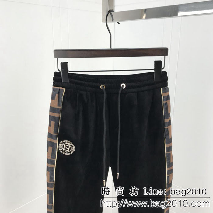 FENDI芬迪 18秋冬最新款 加厚加絨 男款絲絨套裝  ydi2253
